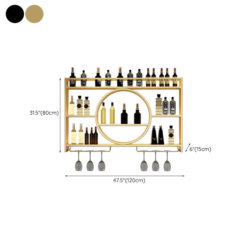 Wall Mounted Wine Rack Metal Wine Bottle & Glass Rack without Light