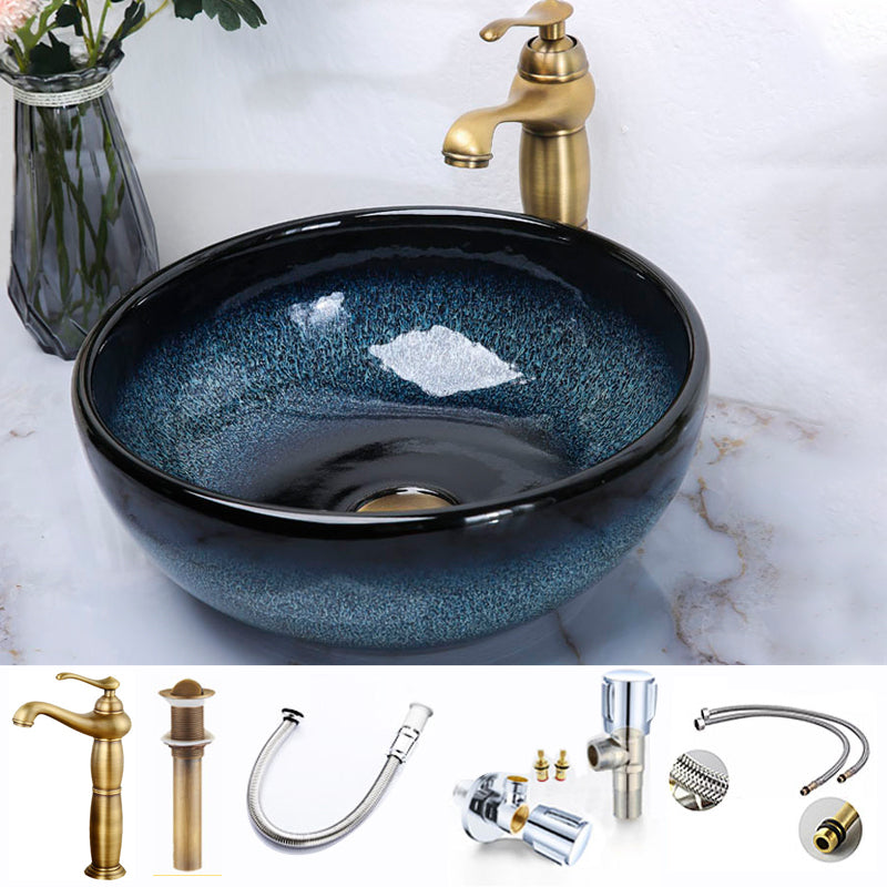 Traditional Vessel Bathroom Sink Specialty Vitreous China with Faucet Vessel Sink
