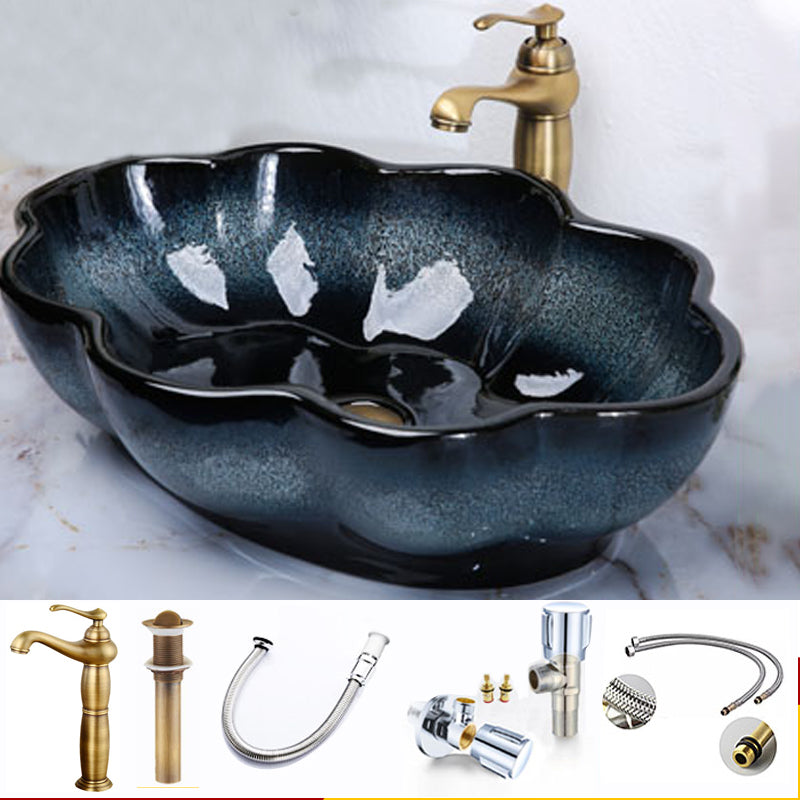 Traditional Vessel Bathroom Sink Specialty Vitreous China with Faucet Vessel Sink