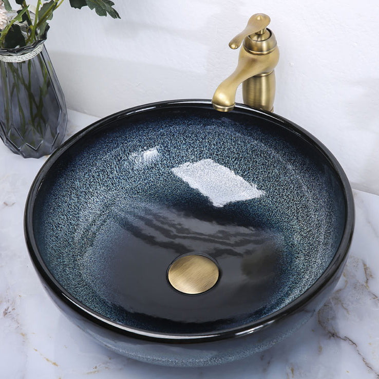 Traditional Vessel Bathroom Sink Specialty Vitreous China with Faucet Vessel Sink