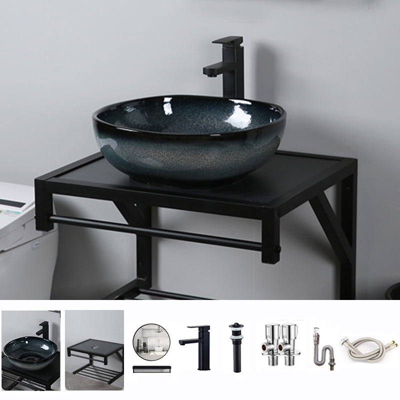 Traditional Vessel Bathroom Sink Specialty Vitreous China with Faucet Vessel Sink