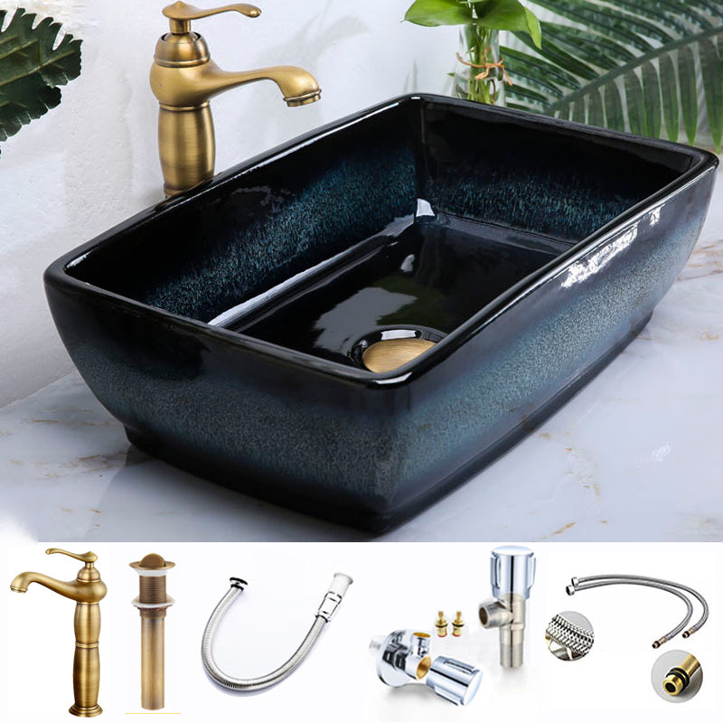 Traditional Vessel Bathroom Sink Specialty Vitreous China with Faucet Vessel Sink