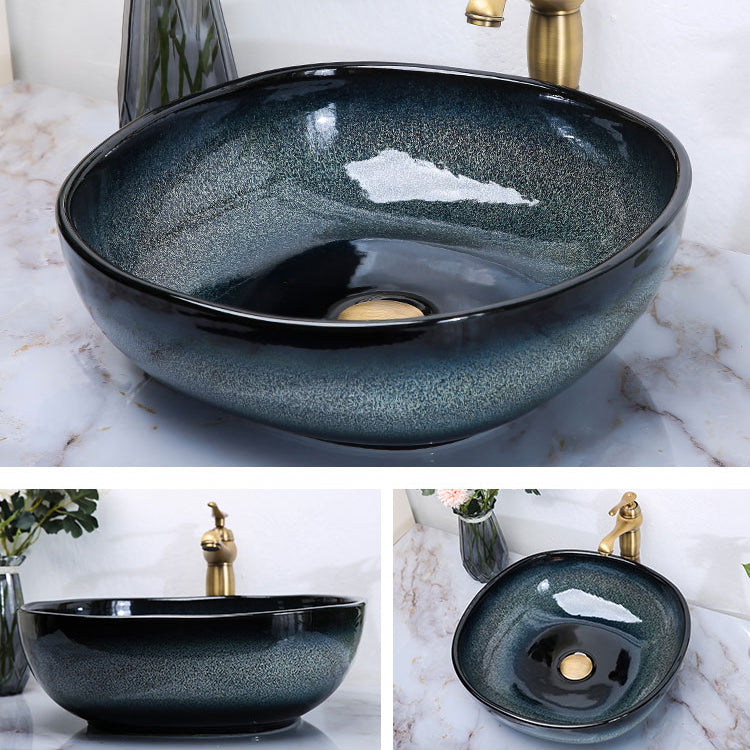 Traditional Vessel Bathroom Sink Specialty Vitreous China with Faucet Vessel Sink