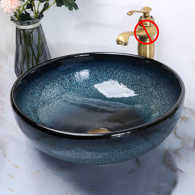 Traditional Vessel Bathroom Sink Specialty Vitreous China with Faucet Vessel Sink