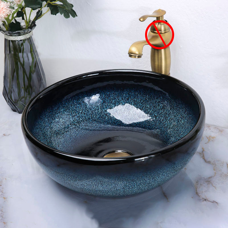 Traditional Vessel Bathroom Sink Specialty Vitreous China with Faucet Vessel Sink