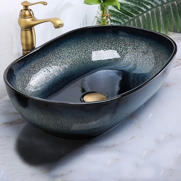Traditional Vessel Bathroom Sink Specialty Vitreous China with Faucet Vessel Sink