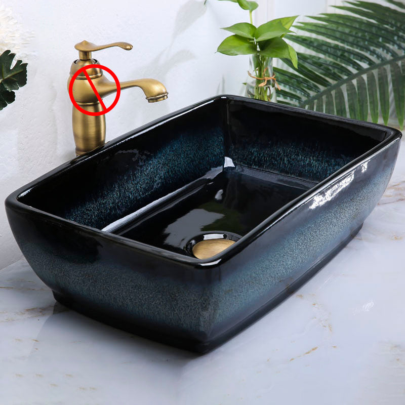 Traditional Vessel Bathroom Sink Specialty Vitreous China with Faucet Vessel Sink