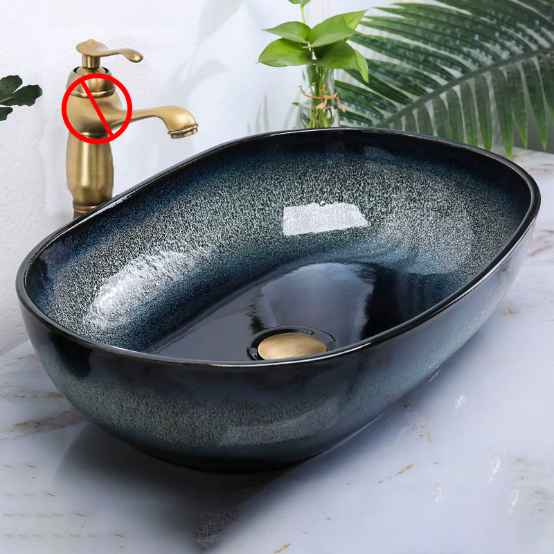 Traditional Vessel Bathroom Sink Specialty Vitreous China with Faucet Vessel Sink