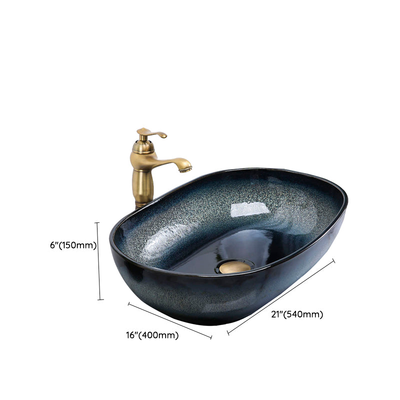 Traditional Vessel Bathroom Sink Specialty Vitreous China with Faucet Vessel Sink