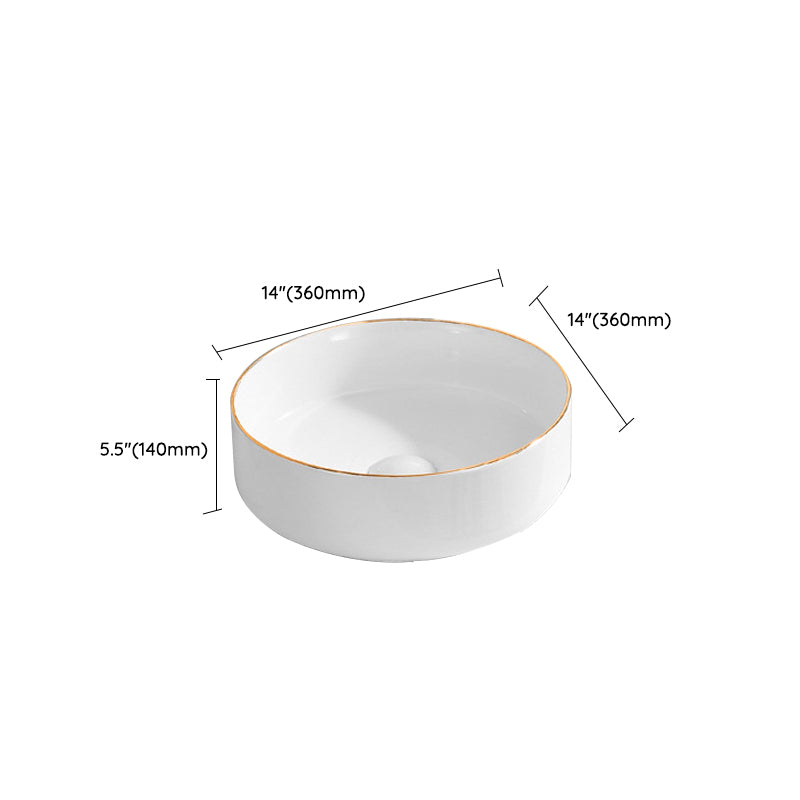 Modern Vessel Lavatory Sink Porcelain Oval Shut-Off Valve Included Vessel