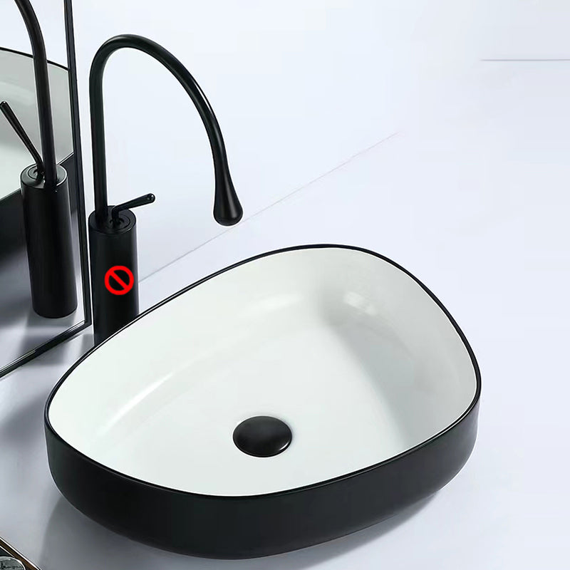 Contemporary Bathroom Sink Porcelain Specialty Vessel Bathroom Sink with Pop-Up Drain