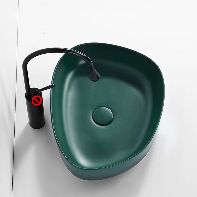 Contemporary Bathroom Sink Porcelain Specialty Vessel Bathroom Sink with Pop-Up Drain