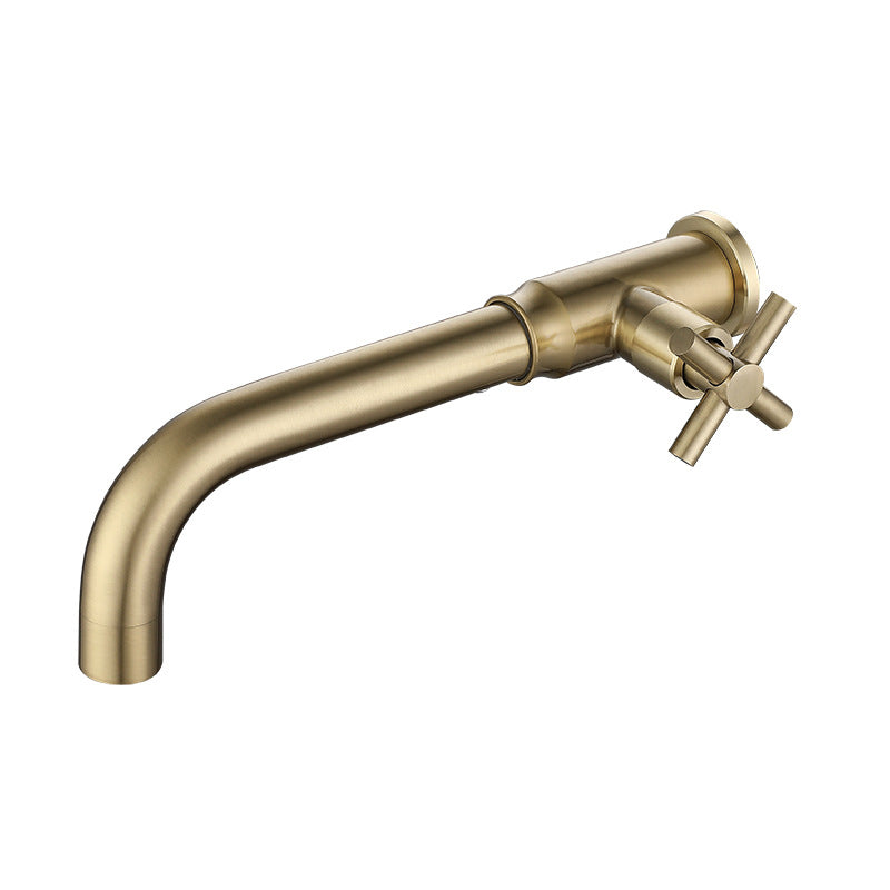 Contemporary Vessel Faucet Stainless Steel Cross Handles Wall Mounted Bathroom Faucet