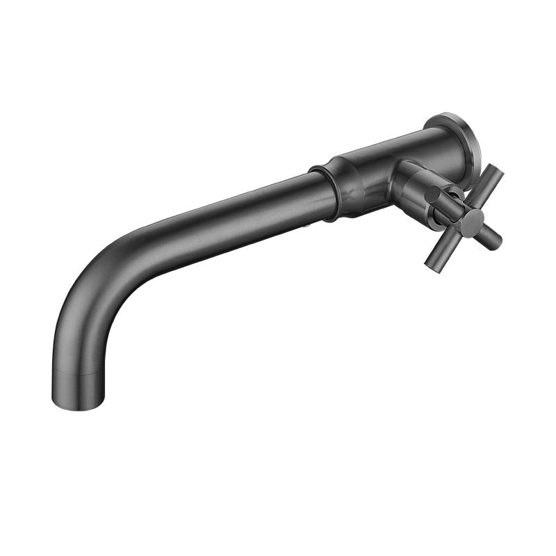Contemporary Vessel Faucet Stainless Steel Cross Handles Wall Mounted Bathroom Faucet