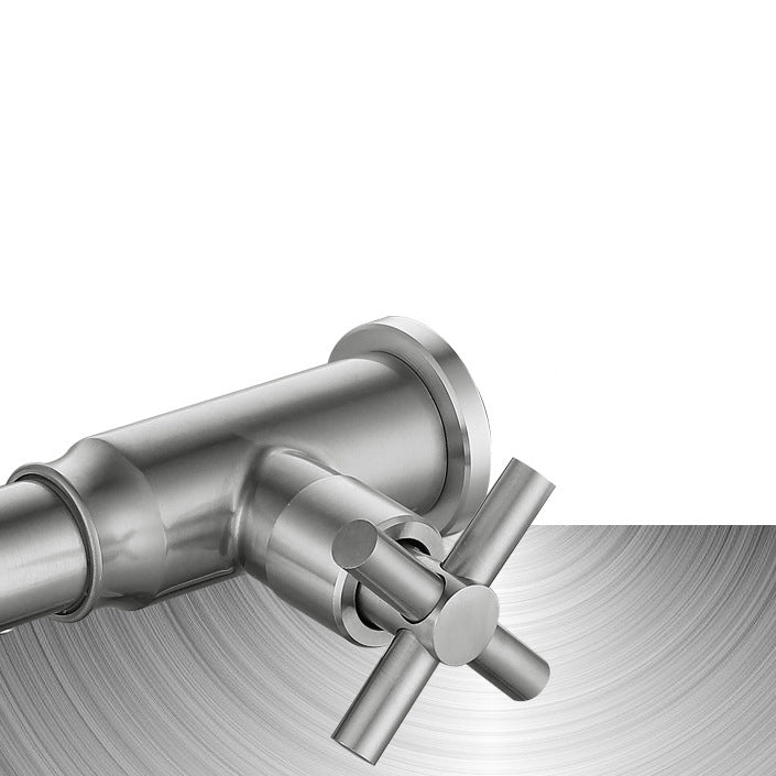 Contemporary Vessel Faucet Stainless Steel Cross Handles Wall Mounted Bathroom Faucet