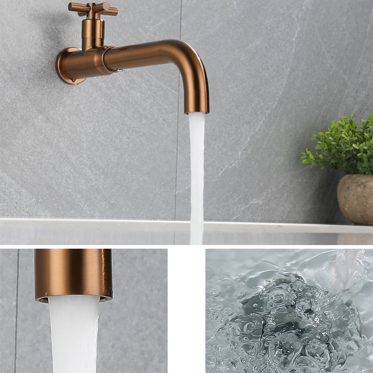 Contemporary Vessel Faucet Stainless Steel Cross Handles Wall Mounted Bathroom Faucet