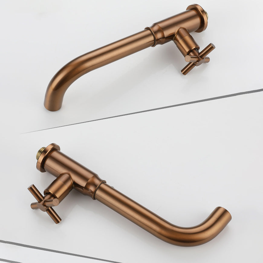 Contemporary Vessel Faucet Stainless Steel Cross Handles Wall Mounted Bathroom Faucet