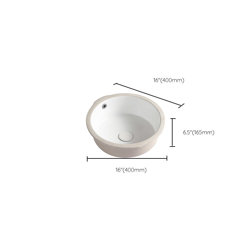 Contemporary Bathroom Sink Porcelain Round Undermount Bathroom Sink with Pop-Up Drain