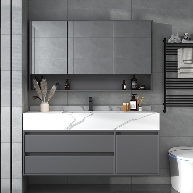 Modern Bathroom Vanity Set Mirror Included Rectangular Sink Drawer Sink Vanity