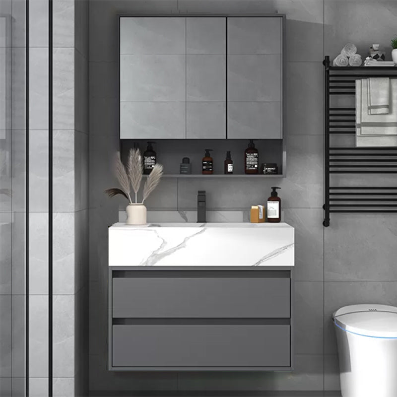 Modern Bathroom Vanity Set Mirror Included Rectangular Sink Drawer Sink Vanity