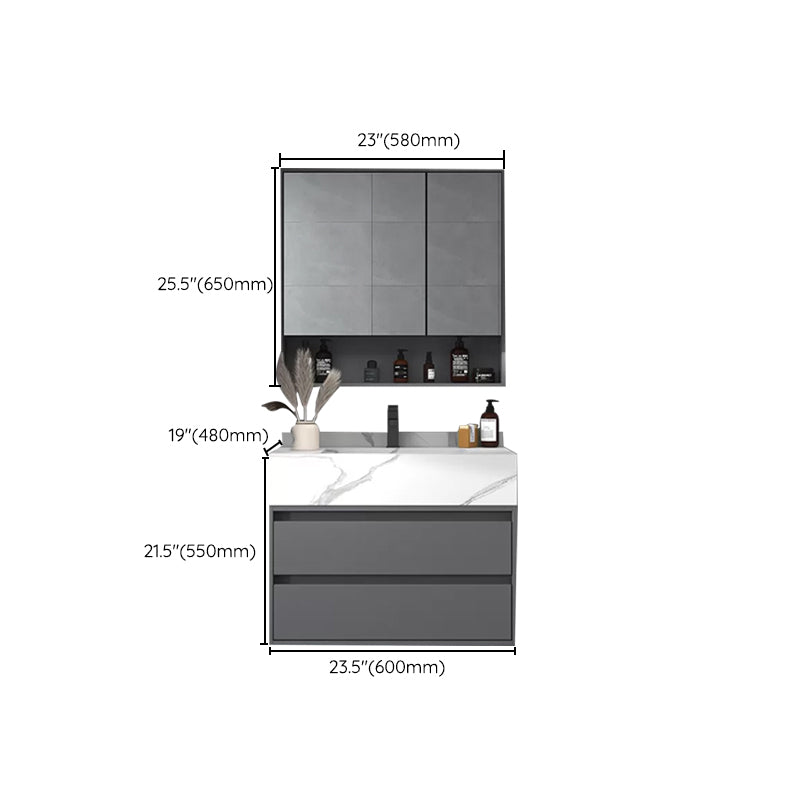 Modern Bathroom Vanity Set Mirror Included Rectangular Sink Drawer Sink Vanity