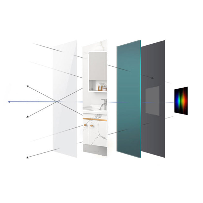 Rectangle Vanity Set White Single Sink Mirror Freestanding Bathroom Vanity with Door