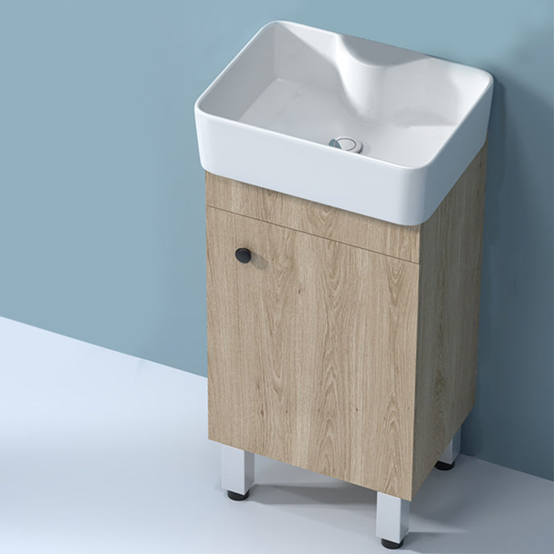 Mirror Vanity Wood Freestanding Rectangle 2 Doors Bathroom Vanity with Single Sink