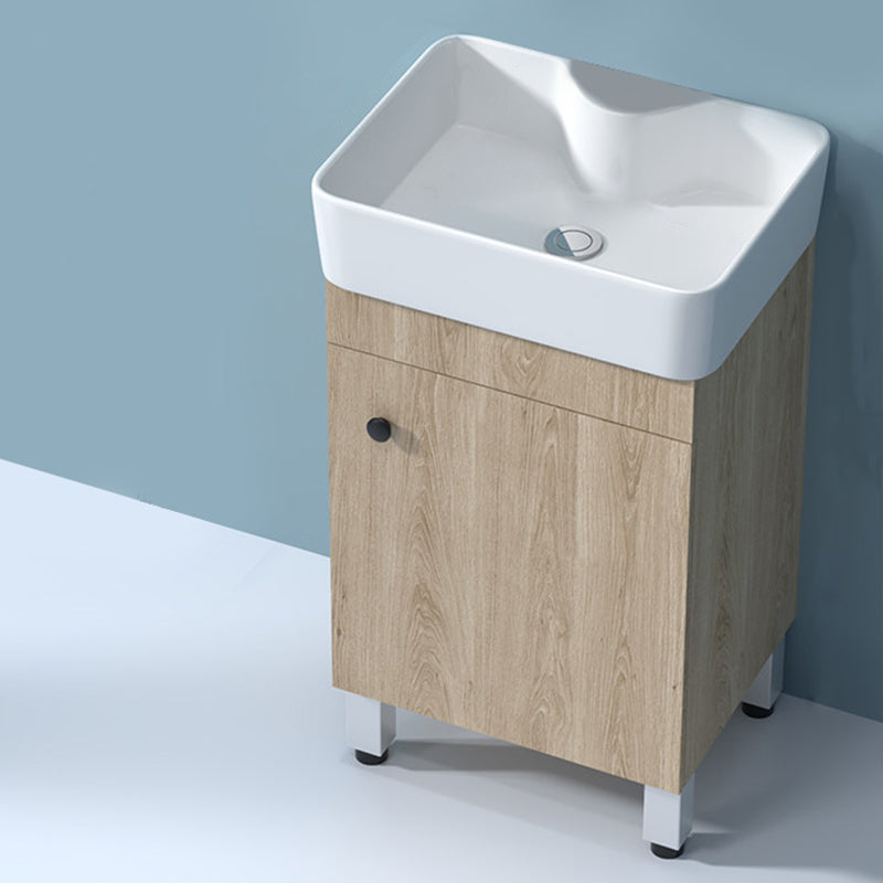 Mirror Vanity Wood Freestanding Rectangle 2 Doors Bathroom Vanity with Single Sink