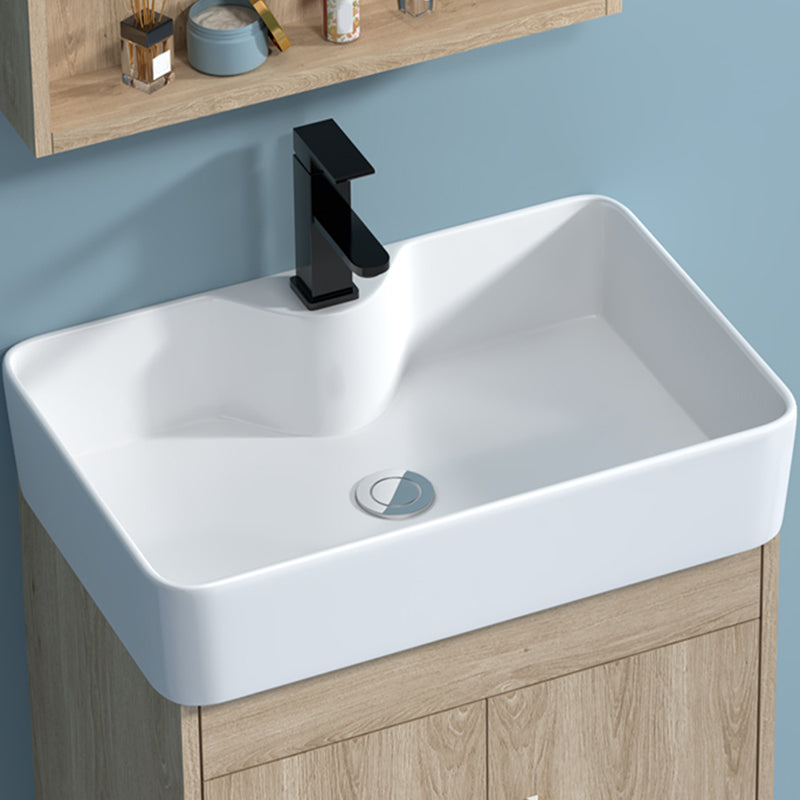 Mirror Vanity Wood Freestanding Rectangle 2 Doors Bathroom Vanity with Single Sink