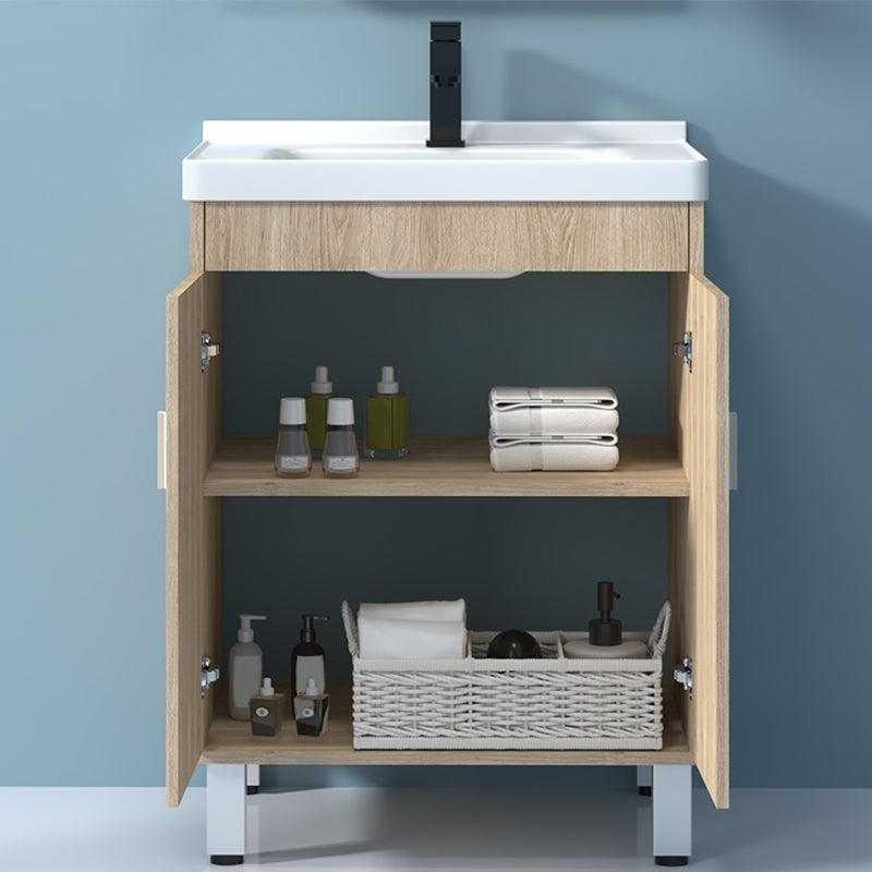 Mirror Vanity Wood Freestanding Rectangle 2 Doors Bathroom Vanity with Single Sink