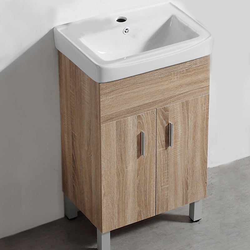 Mirror Vanity Wood Freestanding Rectangle 2 Doors Bathroom Vanity with Single Sink