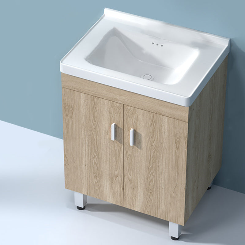 Mirror Vanity Wood Freestanding Rectangle 2 Doors Bathroom Vanity with Single Sink