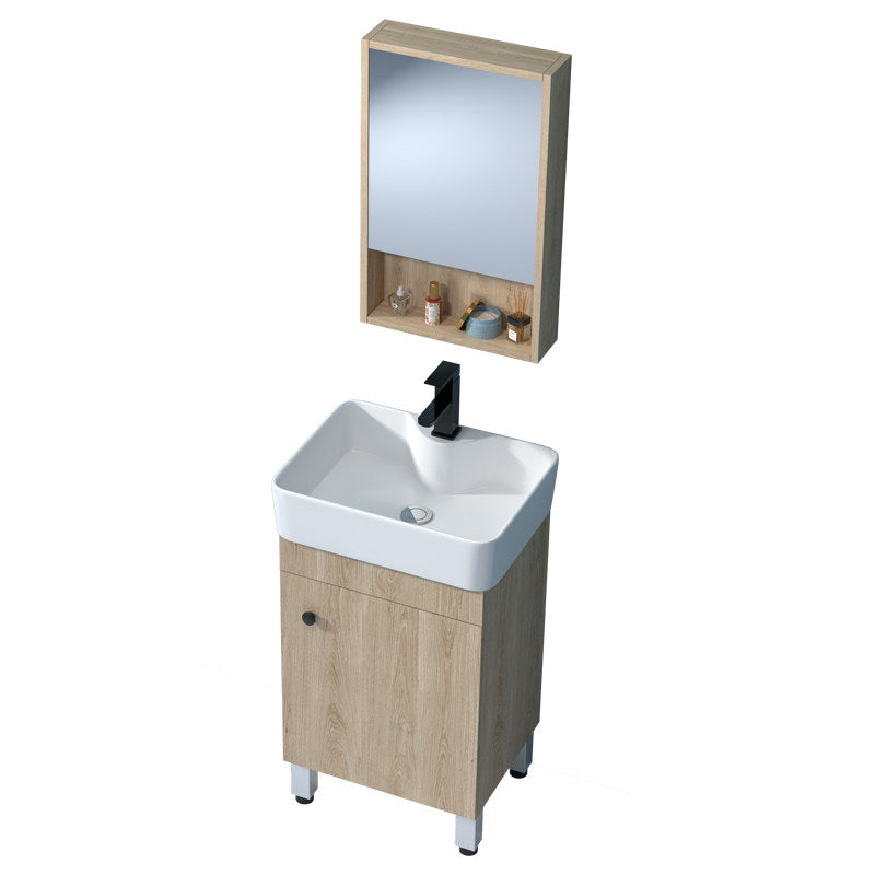 Mirror Vanity Wood Freestanding Rectangle 2 Doors Bathroom Vanity with Single Sink