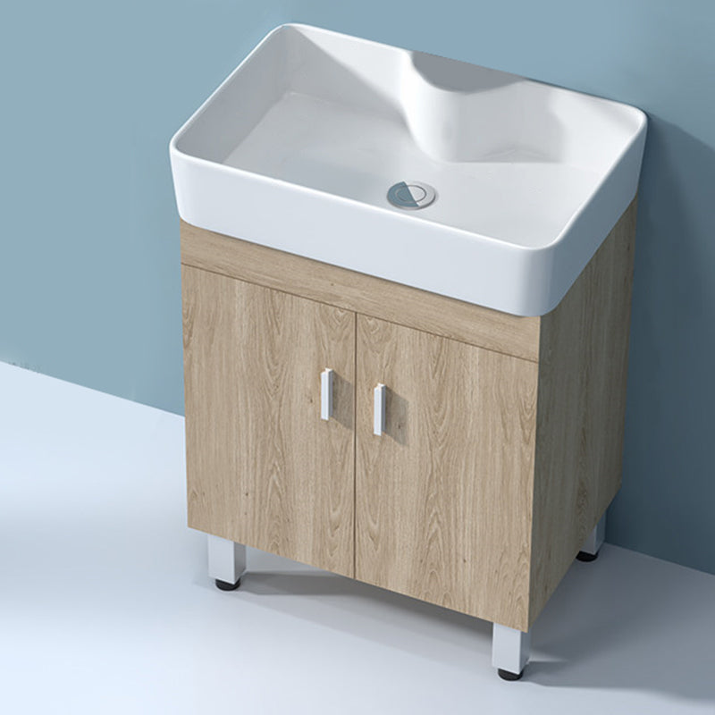 Mirror Vanity Wood Freestanding Rectangle 2 Doors Bathroom Vanity with Single Sink