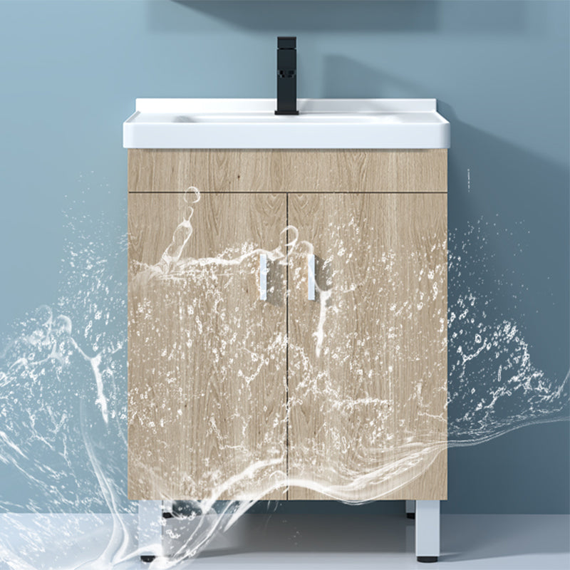 Mirror Vanity Wood Freestanding Rectangle 2 Doors Bathroom Vanity with Single Sink