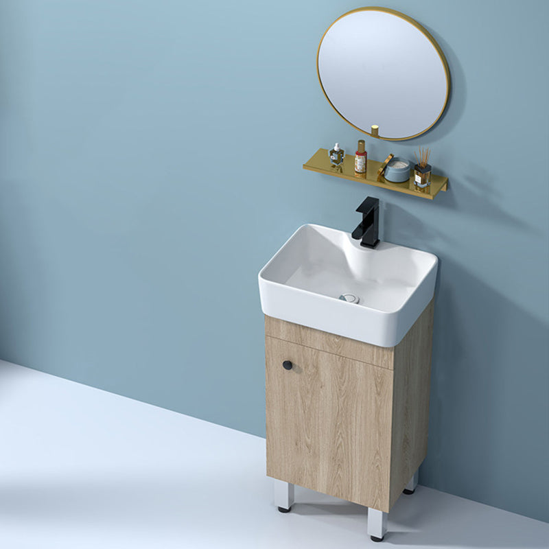 Mirror Vanity Wood Freestanding Rectangle 2 Doors Bathroom Vanity with Single Sink