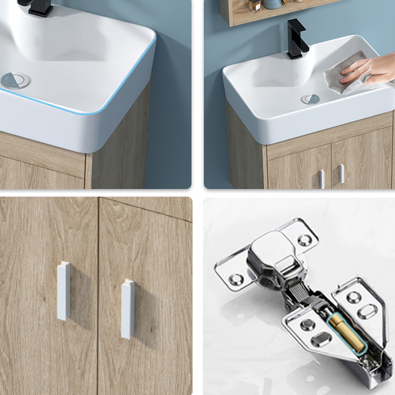 Mirror Vanity Wood Freestanding Rectangle 2 Doors Bathroom Vanity with Single Sink