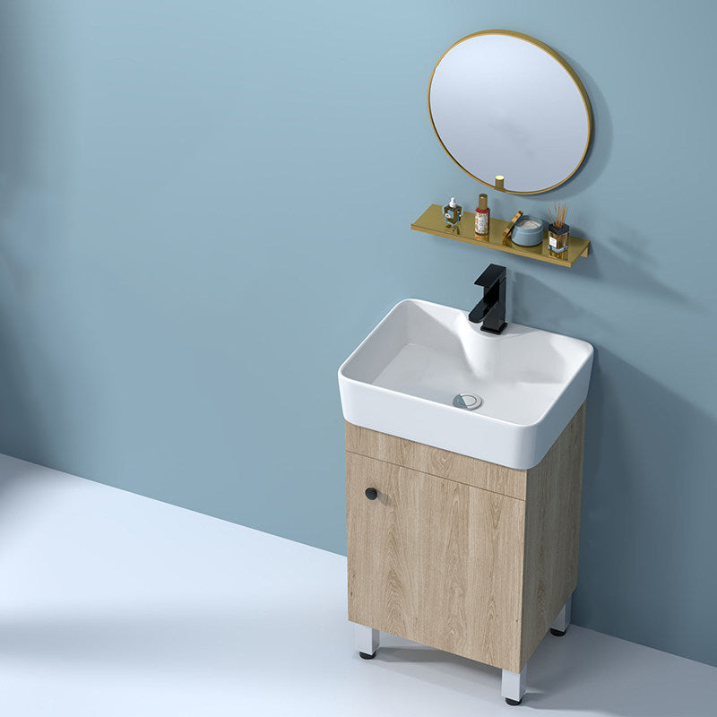 Mirror Vanity Wood Freestanding Rectangle 2 Doors Bathroom Vanity with Single Sink