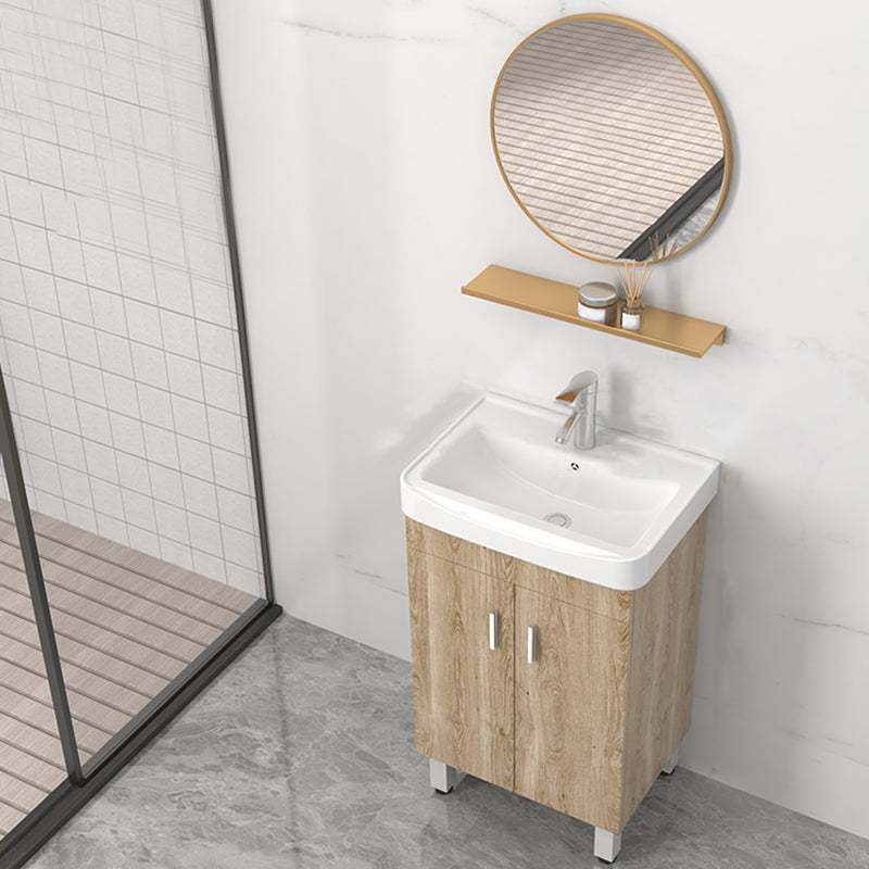 Mirror Vanity Wood Freestanding Rectangle 2 Doors Bathroom Vanity with Single Sink