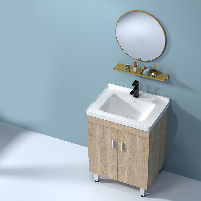 Mirror Vanity Wood Freestanding Rectangle 2 Doors Bathroom Vanity with Single Sink