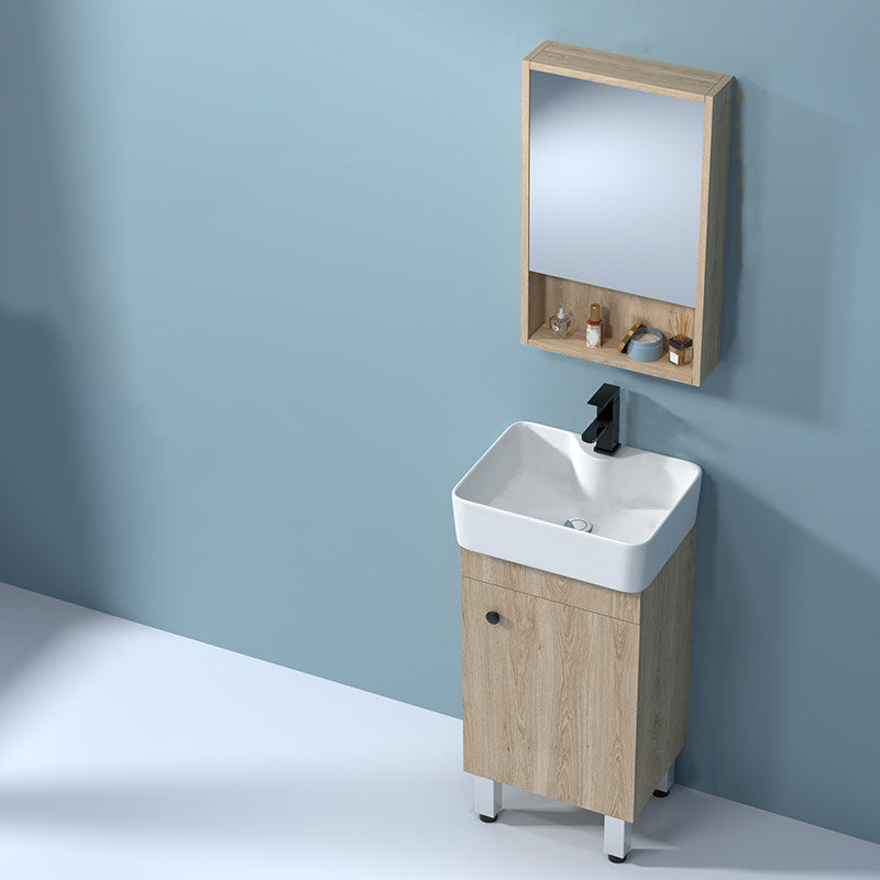 Mirror Vanity Wood Freestanding Rectangle 2 Doors Bathroom Vanity with Single Sink