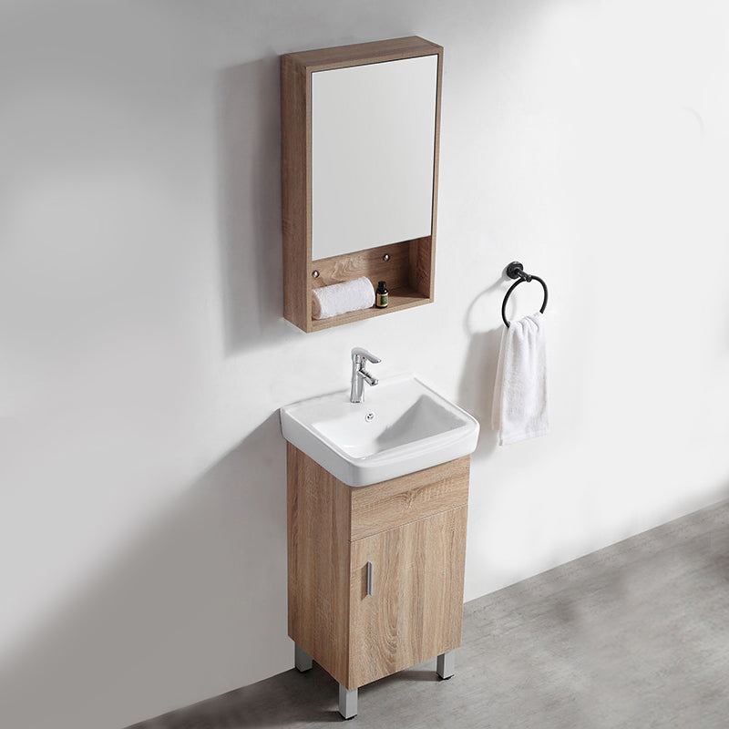 Mirror Vanity Wood Freestanding Rectangle 2 Doors Bathroom Vanity with Single Sink