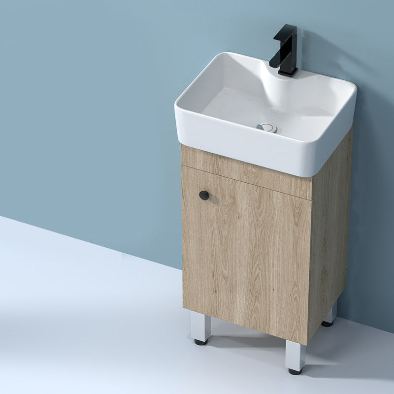 Mirror Vanity Wood Freestanding Rectangle 2 Doors Bathroom Vanity with Single Sink