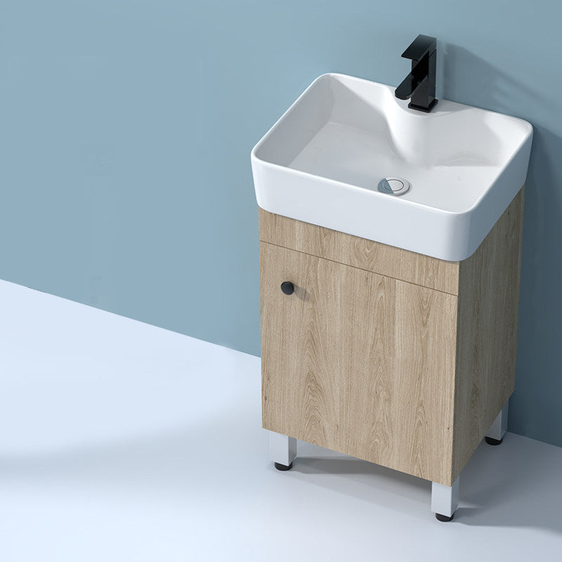 Mirror Vanity Wood Freestanding Rectangle 2 Doors Bathroom Vanity with Single Sink