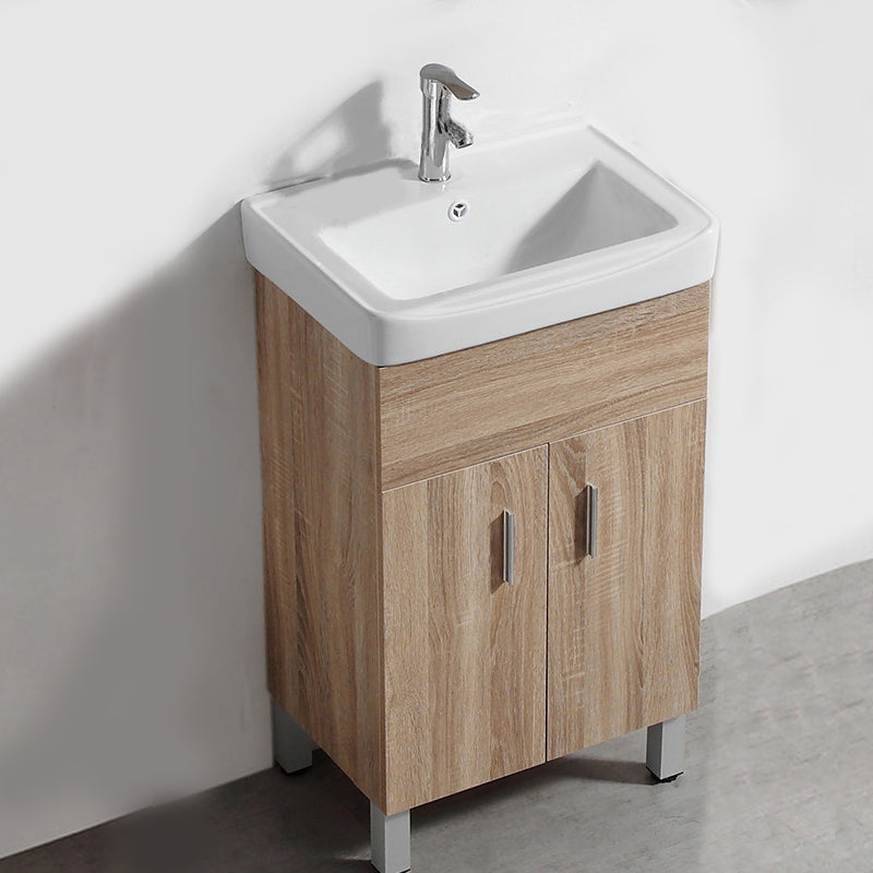 Mirror Vanity Wood Freestanding Rectangle 2 Doors Bathroom Vanity with Single Sink