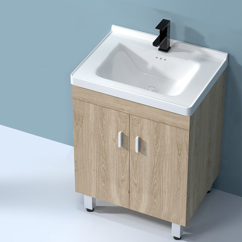 Mirror Vanity Wood Freestanding Rectangle 2 Doors Bathroom Vanity with Single Sink