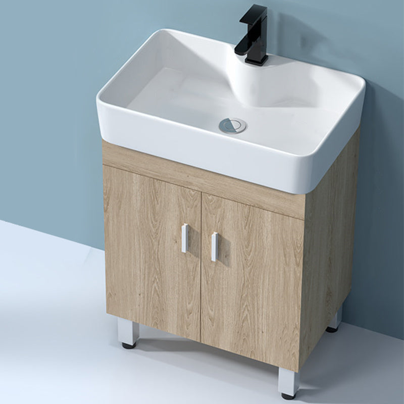 Mirror Vanity Wood Freestanding Rectangle 2 Doors Bathroom Vanity with Single Sink