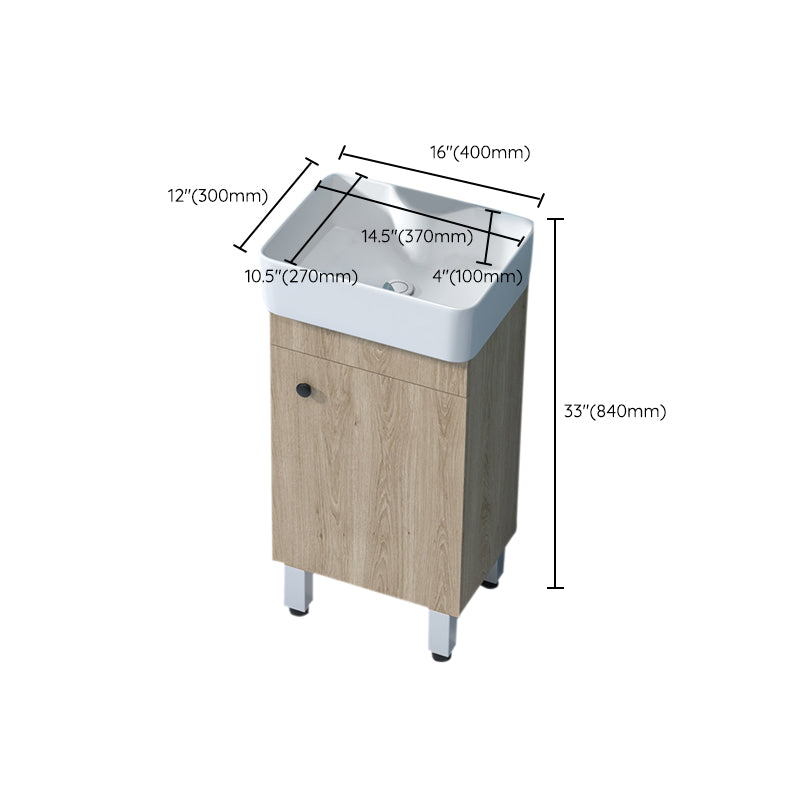 Mirror Vanity Wood Freestanding Rectangle 2 Doors Bathroom Vanity with Single Sink