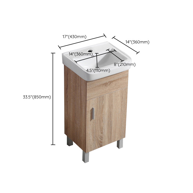 Mirror Vanity Wood Freestanding Rectangle 2 Doors Bathroom Vanity with Single Sink