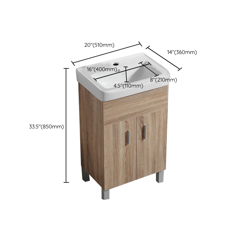 Mirror Vanity Wood Freestanding Rectangle 2 Doors Bathroom Vanity with Single Sink